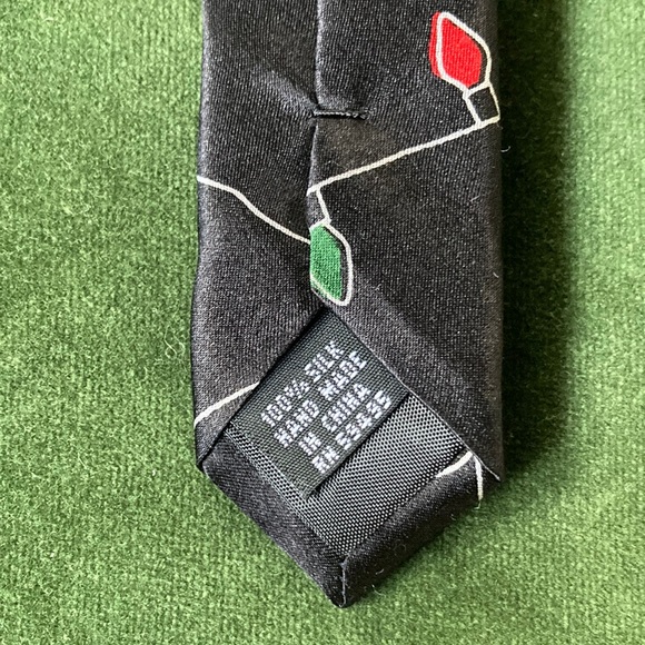 Christmas Lights Black Silk Men’s Tie - Picture 6 of 6